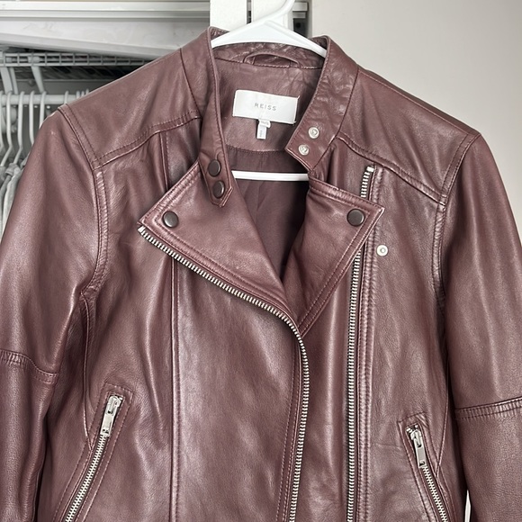 Reiss Brown Leather Jacket, worn once - Picture 3 of 7